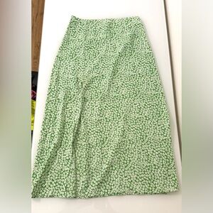 NWOT Green Floral Midi Skirt